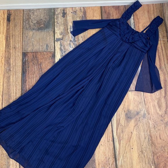 BCBGeneration Dresses & Skirts - BCBGeneration Royal navy Blue Striped Size 2 Dress 46" Long